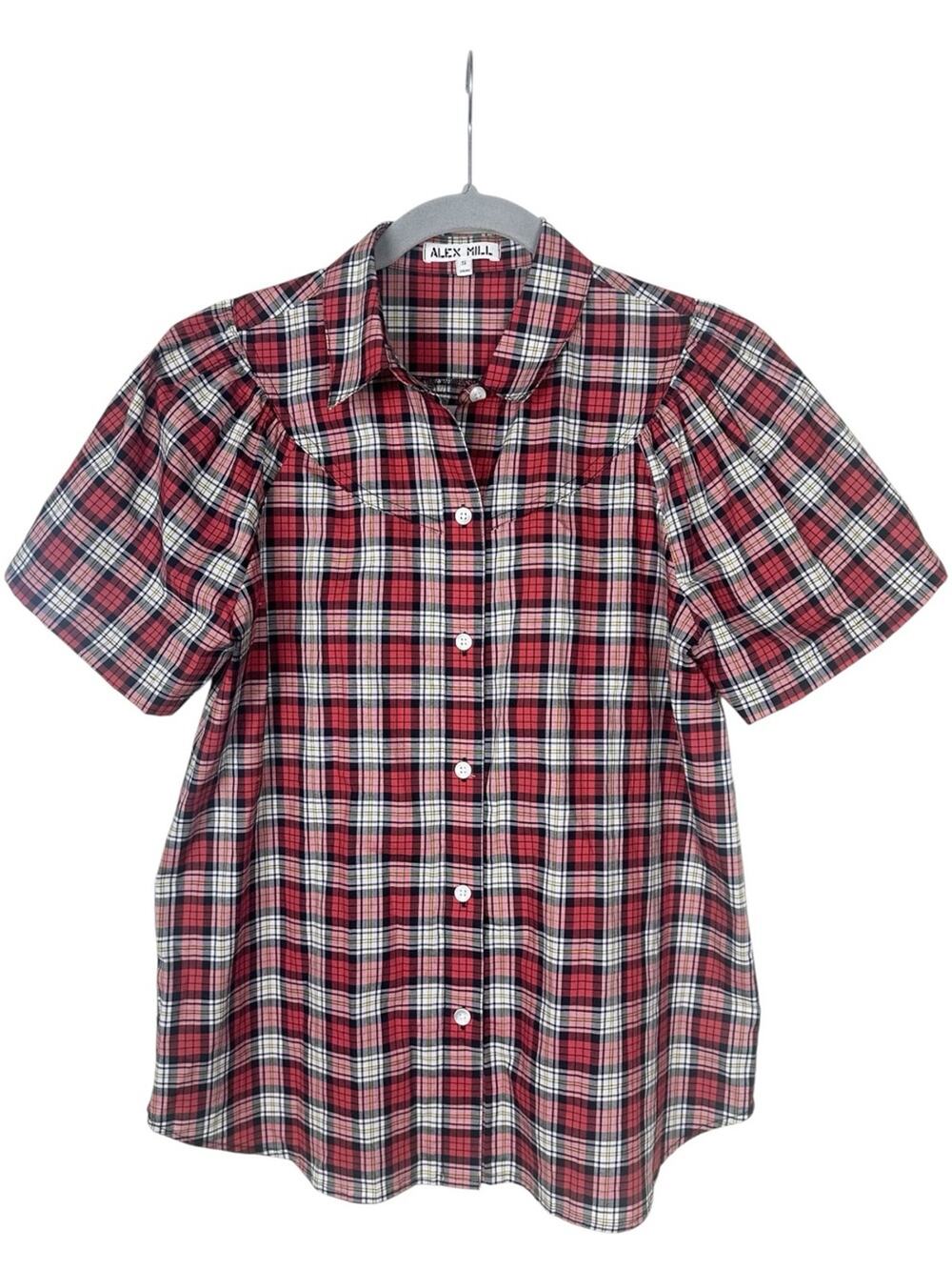 Alex Mill Janelle Short Sleeve Blouse Plaid NWOT